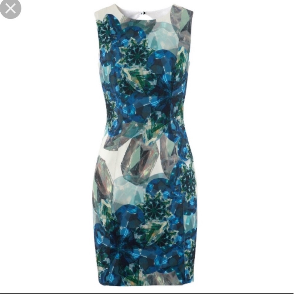SATIN DIAMOND GRAPHIC PRINT SHEATH DRESS 💎💎